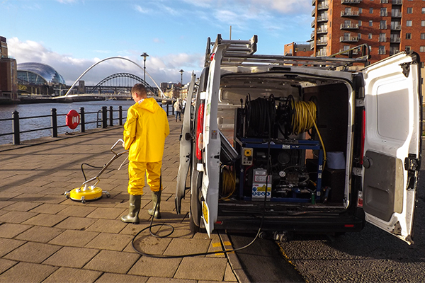 EnvoClean Jet Washing Vehicle Newcastle-Upon-Tyne Quayside Background